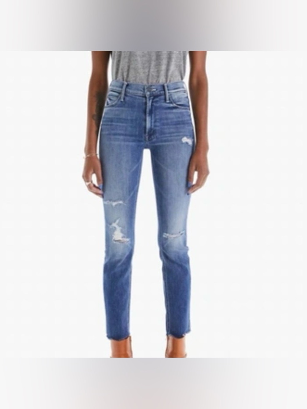 MOTHER The Mid Rise Dazzler Ankle Fray Jeans Size 26